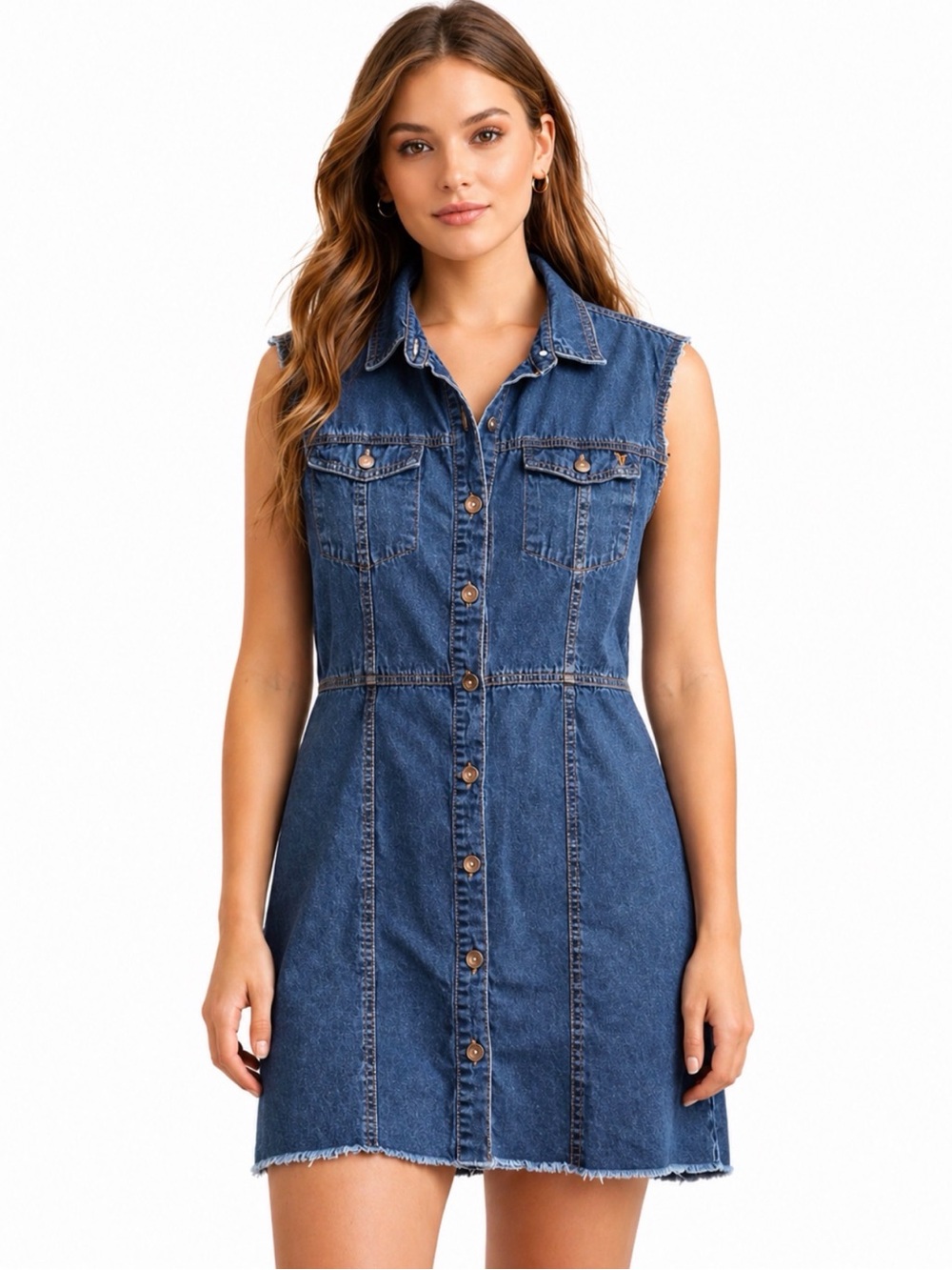 Frye Sleeveless Blue Denim Dress XL